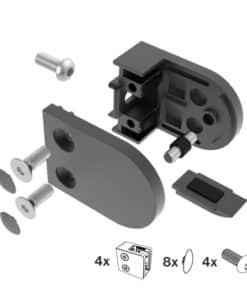Držák skla oblý A-BLACK/250P-000 - set 4ks