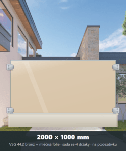 Skleněný plot VSG 44.2 bronzový s mléčnou fólií 2000 × 1000 mm