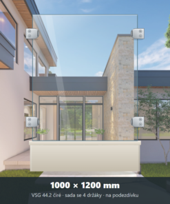 Skleněný plot VSG 44.2 čirý 1000 × 1200 mm