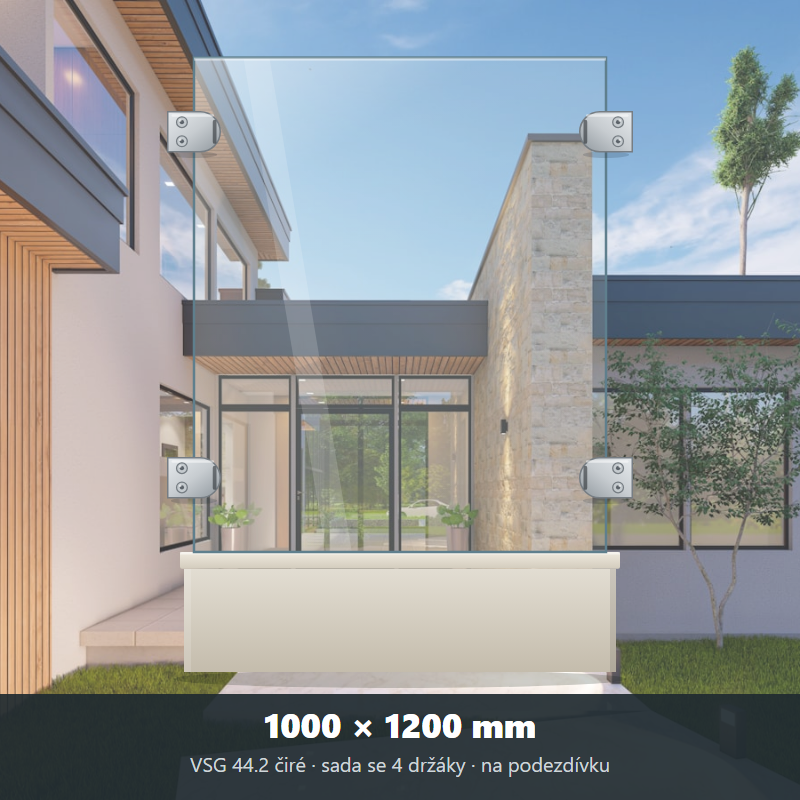 Skleněný plot VSG 44.2 čirý 1000 × 1200 mm
