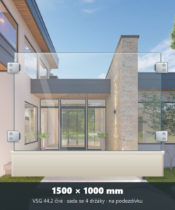 Skleněný plot VSG 44.2 čirý 1500 × 1000 mm