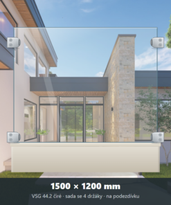 Skleněný plot VSG 44.2 čirý 1500 × 1200 mm