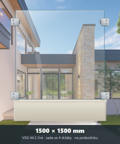Skleněný plot VSG 44.2 čirý 1500 × 1500 mm