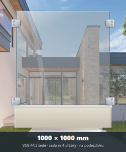 Skleněný plot VSG 44.2 šedý 1000 × 1000 mm