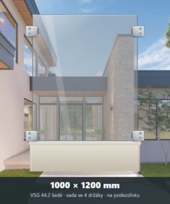 Skleněný plot VSG 44.2 šedý 1000 × 1200 mm