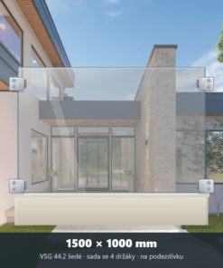 Skleněný plot VSG 44.2 šedý 1500 × 1000 mm