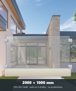 Skleněný plot VSG 44.2 šedý 2000 × 1000 mm