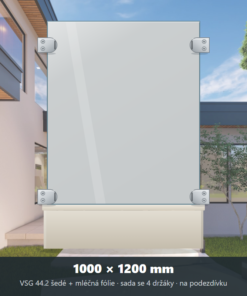 Skleněný plot VSG 44.2 šedý s mléčnou fólií 1000 × 1200 mm