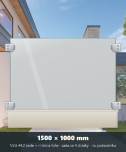 Skleněný plot VSG 44.2 šedý s mléčnou fólií 1500 × 1000 mm