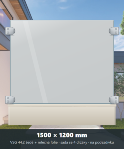 Skleněný plot VSG 44.2 šedý s mléčnou fólií 1500 × 1200 mm