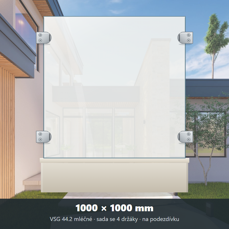 Skleněný plot VSG 44.2 mléčný 1000 × 1000 mm