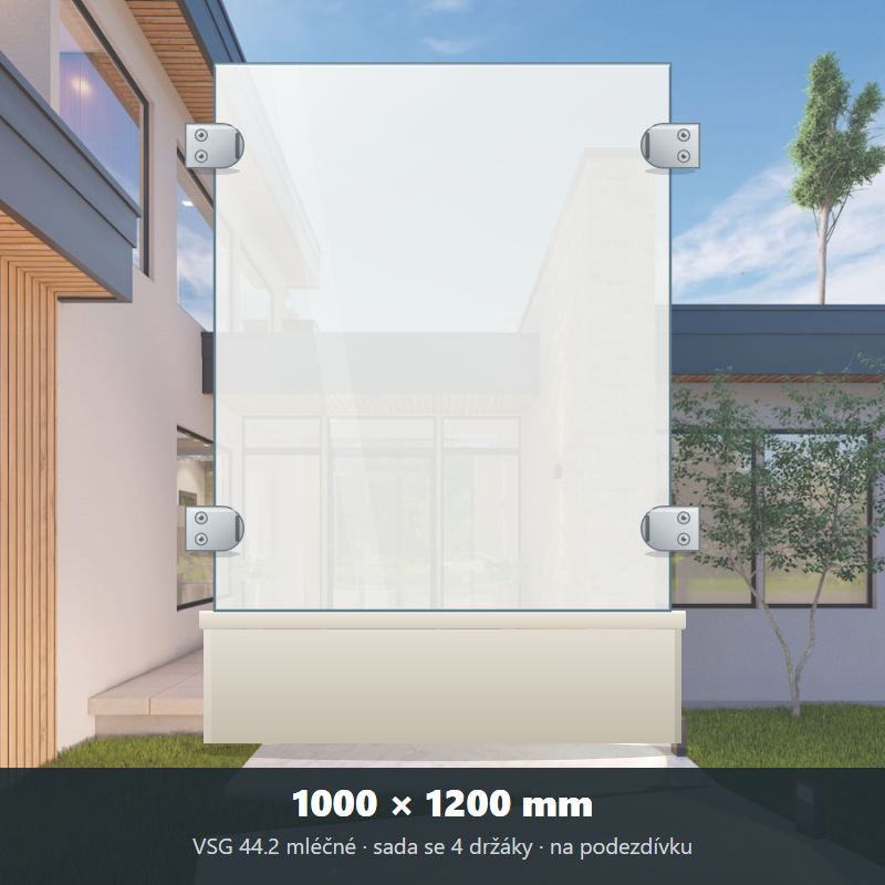 Skleněný plot VSG 44.2 mléčný 1000 × 1200 mm