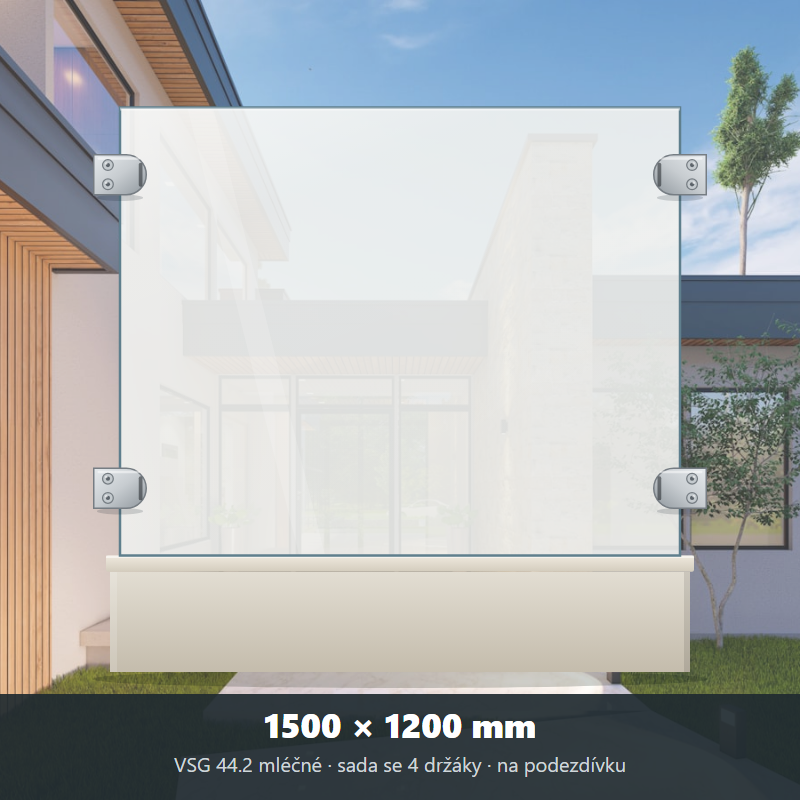Skleněný plot VSG 44.2 mléčný 1500 × 1200 mm