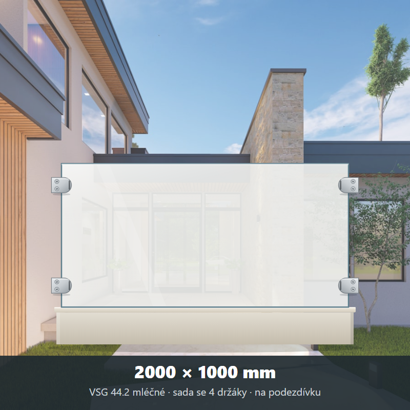 Skleněný plot VSG 44.2 mléčný 2000 × 1000 mm