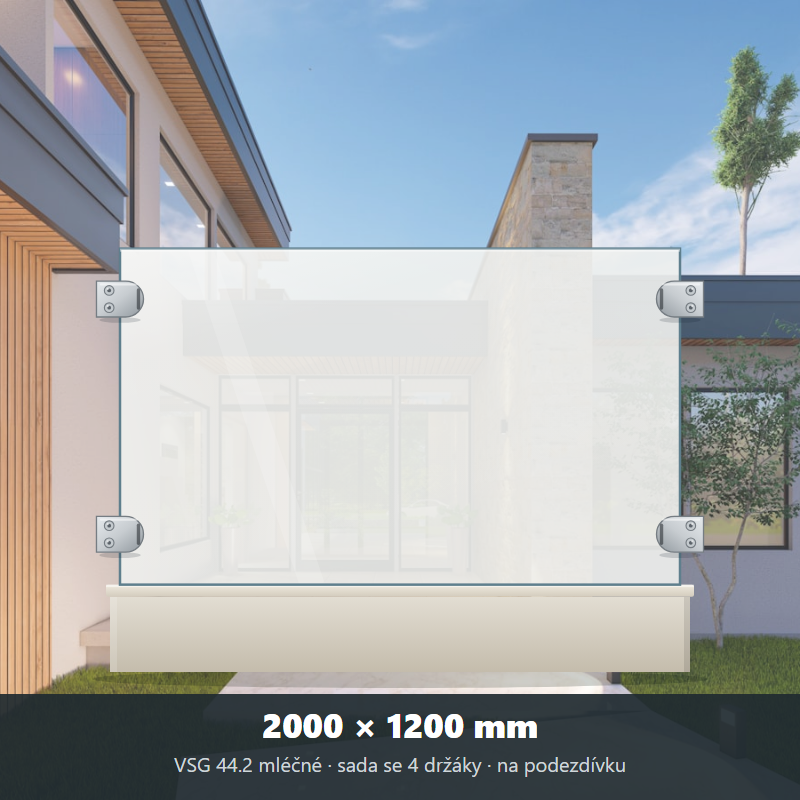 Skleněný plot VSG 44.2 mléčný 2000 × 1200 mm