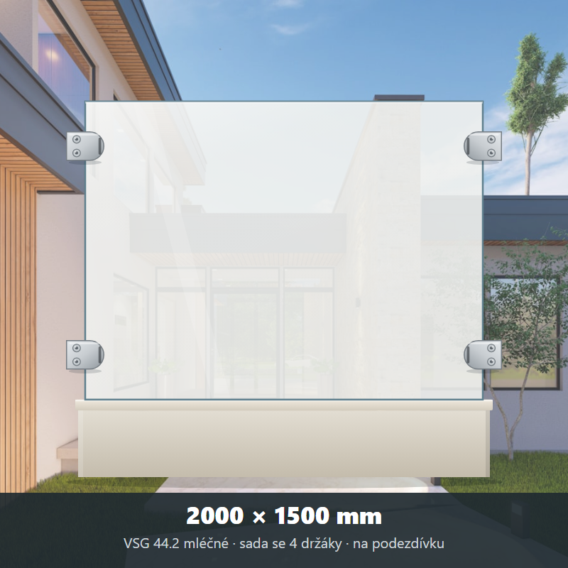 Skleněný plot VSG 44.2 mléčný 2000 × 1500 mm